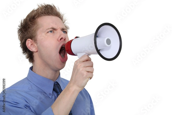 Obraz Man yelling into a megaphone