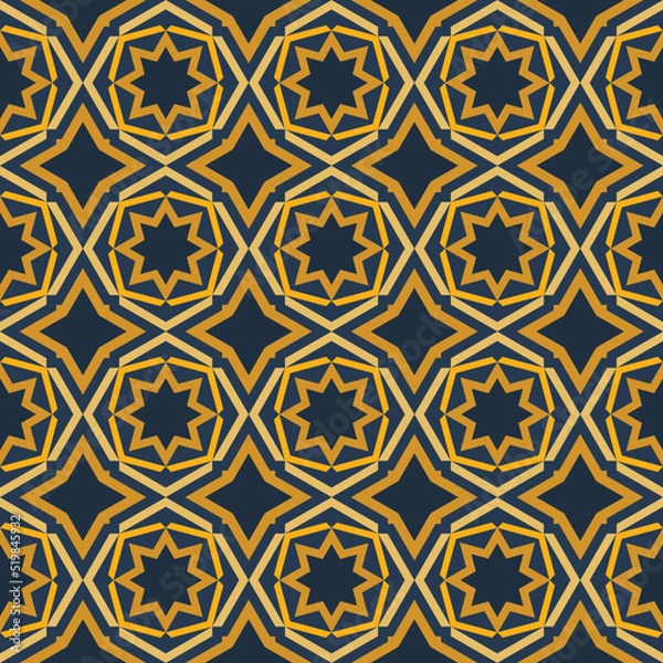 Fototapeta Abstract Seamless Pattern with Islamic ornaments, Arabic geometric background, Arabian Wallpaper, Vintage style ornamental decorative vector Cover