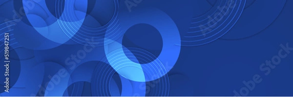 Fototapeta Blue abstract vector long banner. Minimal background with arrows and copy space for text. Social media cover and web banner template