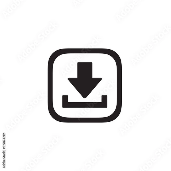 Fototapeta Trendy download app icon in flat style isolated on white background. 
Icon for the presentation, brochure, catalog, poster, book, magazines and apps.
Vector illustration, EPS10.
