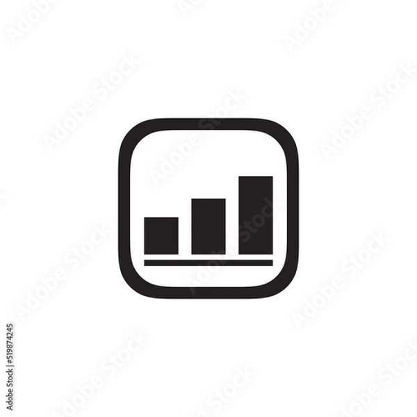 Fototapeta Trendy diagram bar chart up app icon in flat style isolated on white background. 
Icon for the presentation, brochure, catalog, poster, book, magazines and apps.
Vector illustration, EPS10.