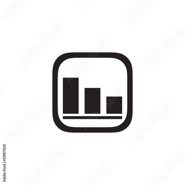 Obraz Trendy diagram bar chart down app icon in flat style isolated on white background. 
Icon for the presentation, brochure, catalog, poster, book, magazines and apps.
Vector illustration, EPS10.