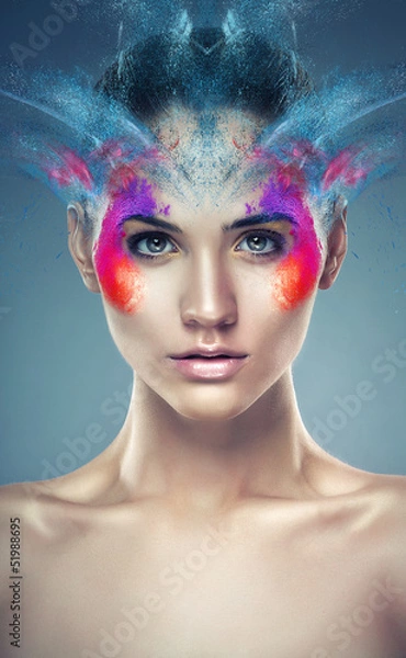 Obraz girl with flying powder above head