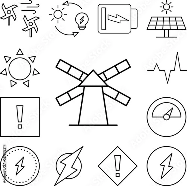 Fototapeta Windmill, energy icon in a collection with other items