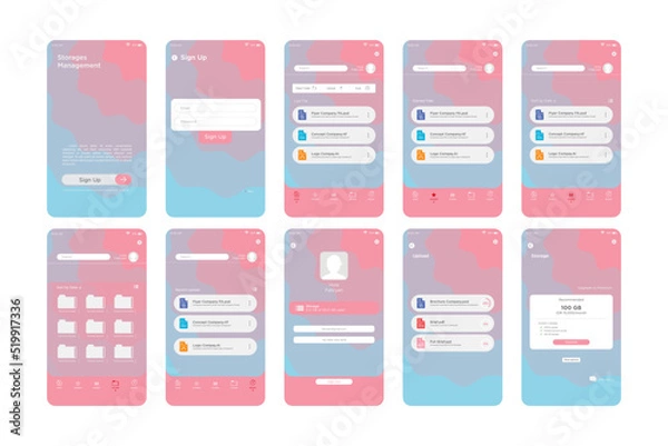 Obraz Modern Abstract Circle Gradient Storage Management App UI Kit Template
