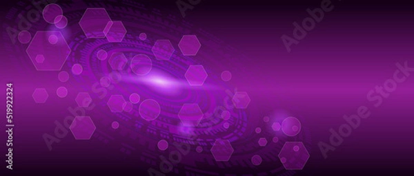 Obraz Abstract purple technology background with various technological elements Technologic innovation. high-tech communication concept. circular network circuit