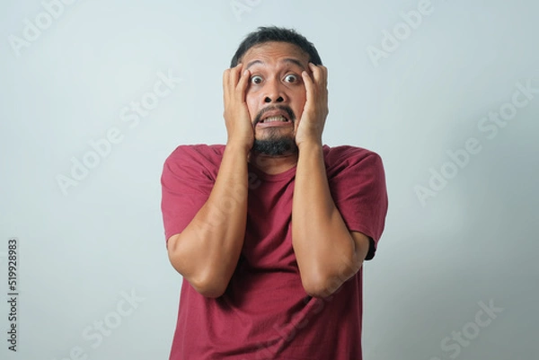 Obraz worried face expression of man isolated in white background