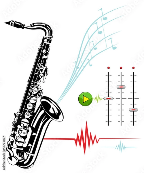 Obraz Saxophone on a white background. Recording Studio.