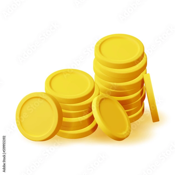 Fototapeta 3D Stack of Gold Coins Icon Isolated.