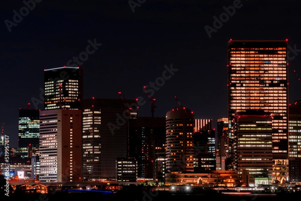 Fototapeta 東京　夜景　都市風景　レッド