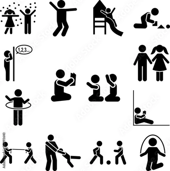 Obraz Teacher, children, lesson, book, study icon in a collection with other items