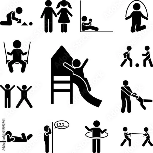 Obraz Boy, play, playground, slide, kid icon in a collection with other items
