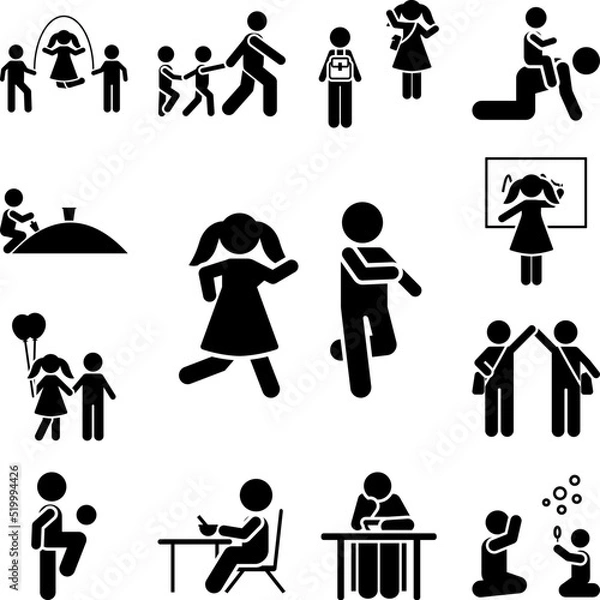 Obraz Boy, girl, play, run, game icon in a collection with other items