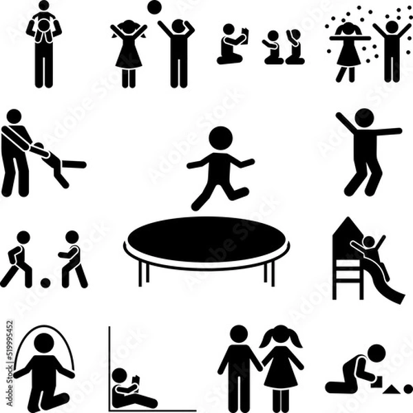 Obraz Play, jumped, child, game icon in a collection with other items