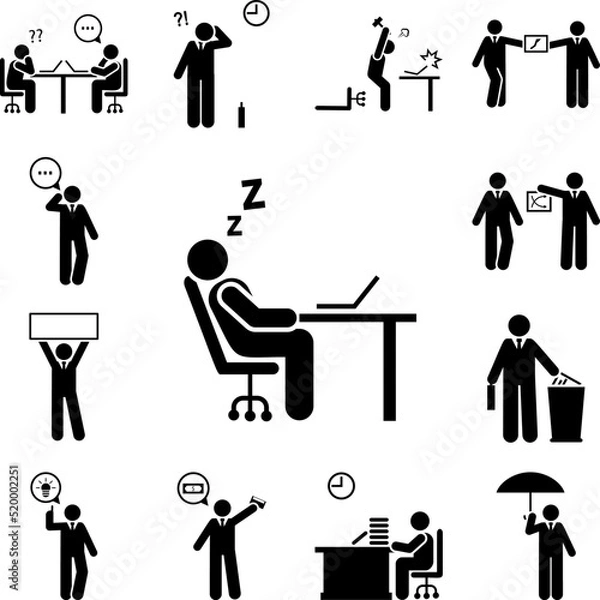 Obraz Sleep, tired, office, businessman icon in a collection with other items