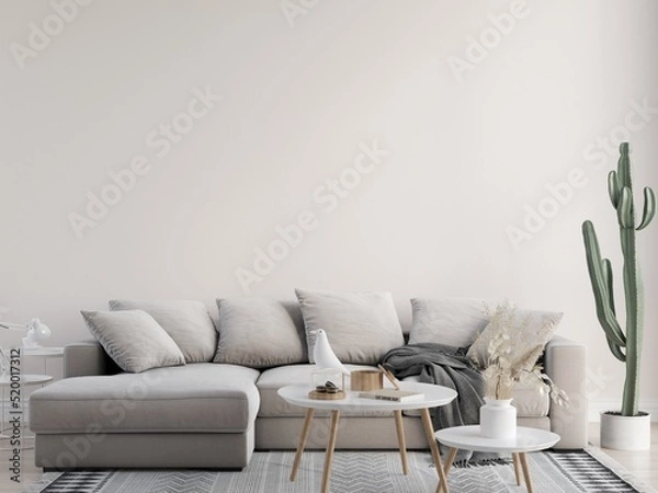 Fototapeta mock up poster frame in modern interior wood floor concrete wall background, Scandinavian style, Loft style, 3D render, 3D illustration	