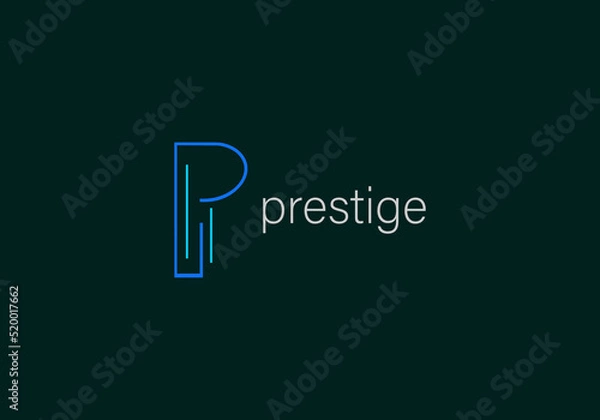 Fototapeta abstract, alphabet or letter P logo concept, hand-drawn abstract, creative vector logo for any business.Letter P Logo. P Letter Design, brand identity,