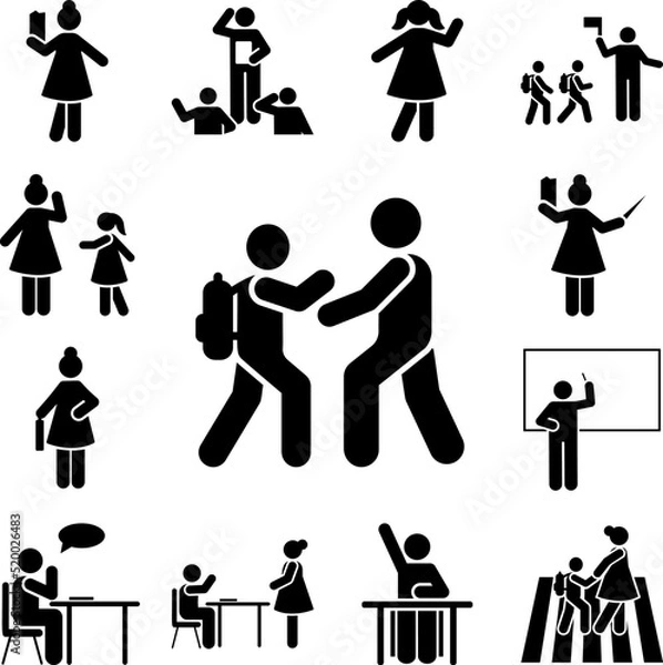 Fototapeta Man school go student pictogram icon in a collection with other items