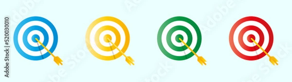 Fototapeta Set of dart board target with arrow, flat design