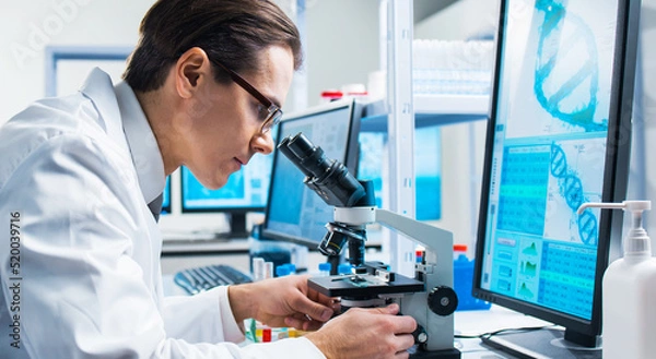 Fototapeta Professional Doctors Doing Monkeypox Research in a Modern Futuristic Laboratory. Lab Experiments in Clinic Hospital. Science and Medicine Concept.