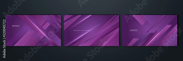 Obraz Modern purple gradient dynamic lines background. Design for poster, template on web, backdrop, banner, brochure, website, flyer, landing page, presentation, certificate, and webinar