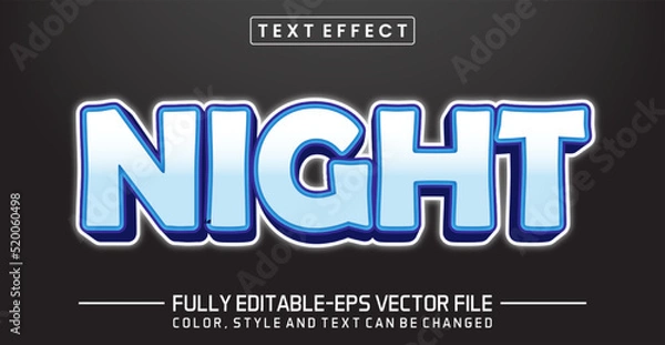 Fototapeta Night text style effect editable