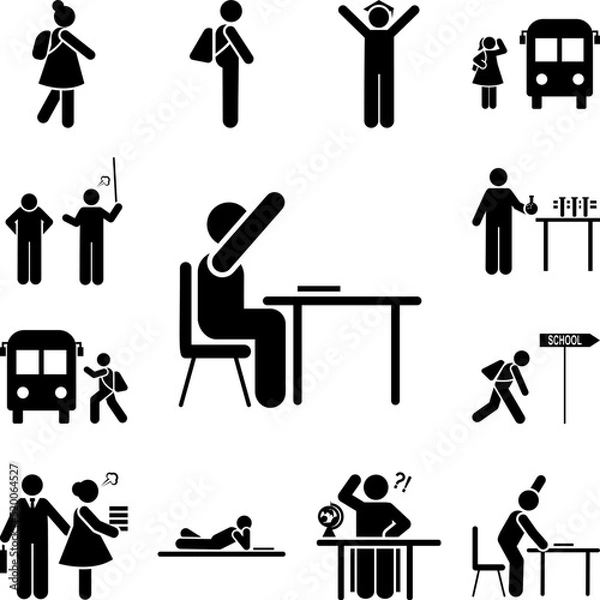 Fototapeta Student, classroom, child icon in a collection with other items