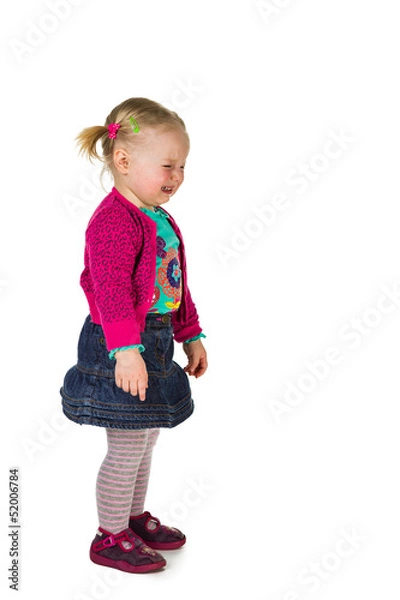 Obraz Crying baby girl isolated on white