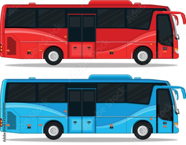 Obraz Red and blue bus illustration