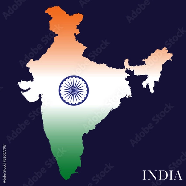 Fototapeta India map with India flag (Map not to Scale)	