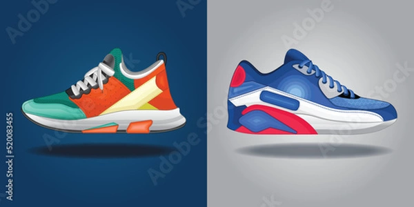 Fototapeta Two different colorful shoes of men