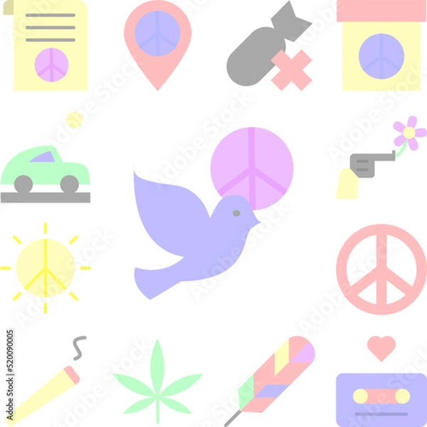 Fototapeta Bird, dove, peace icon in a collection with other items