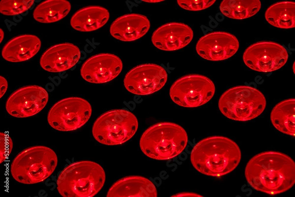 Fototapeta Full frame of red lights concept for recovery and rehabilitation therapy, skincare healing and rejuvenation procedure