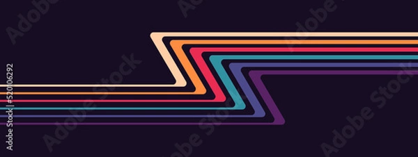 Fototapeta Streszczenie w latach 1980 w futurystycznym stylu retro z kolorowymi liniami. Ilustracja wektorowa.