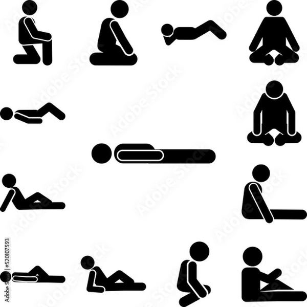 Fototapeta Man, lay, lie, down, person icon in a collection with other items