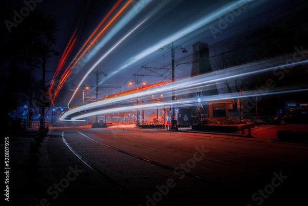 Obraz night city traffic long exposure