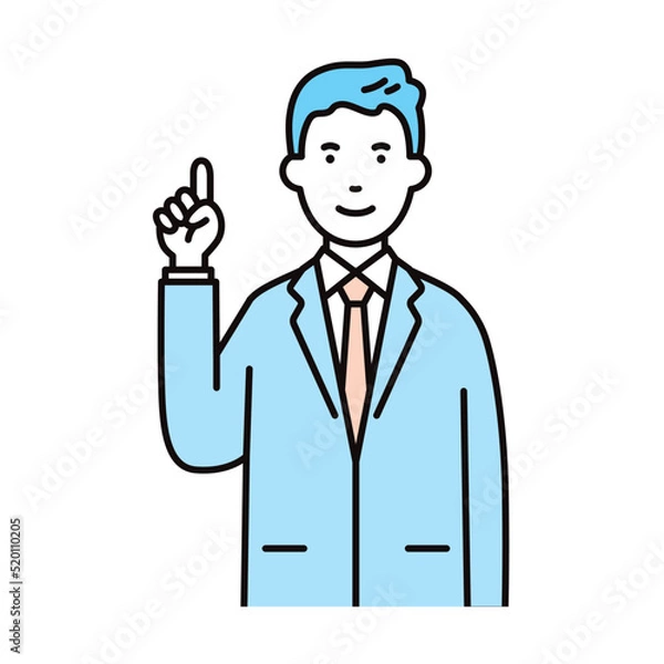 Fototapeta ビジネス_人物_男性_スーツ_上半身_指差しポーズ_右手