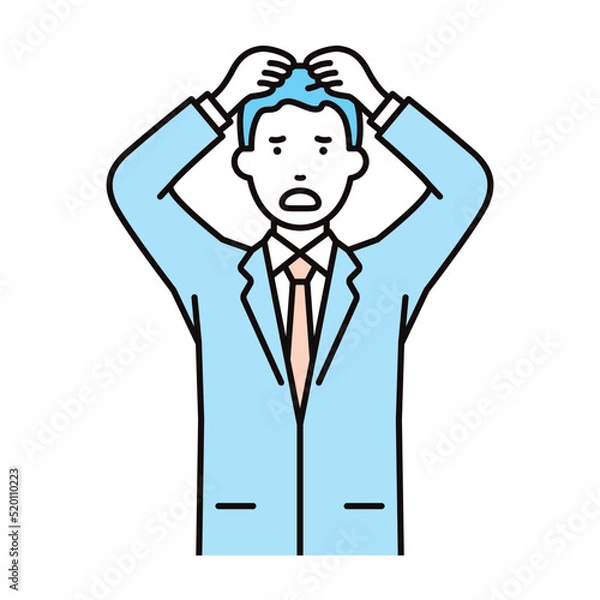 Fototapeta ビジネス_人物_男性_スーツ_上半身_頭を抱える
