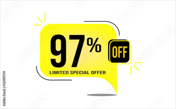 Obraz 97% off a yellow balloon with black numbers. Flag with percentage numbers