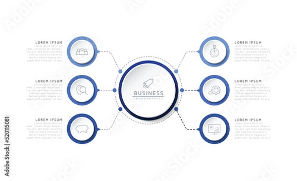 Fototapeta Circular Connection Steps Infographic Template with 6 Element