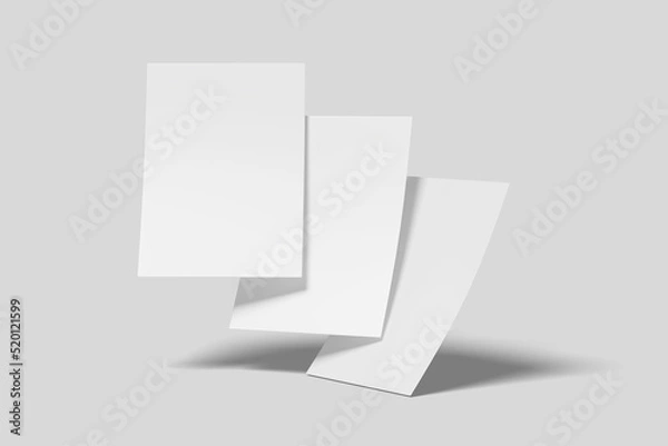 Fototapeta Realistic blank flyer illustration for mockup. 3D Render.