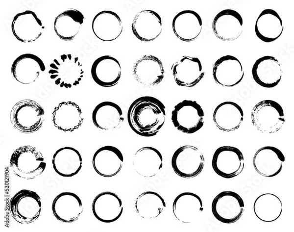 Fototapeta Paint brushes brush stroke circle vector set 
