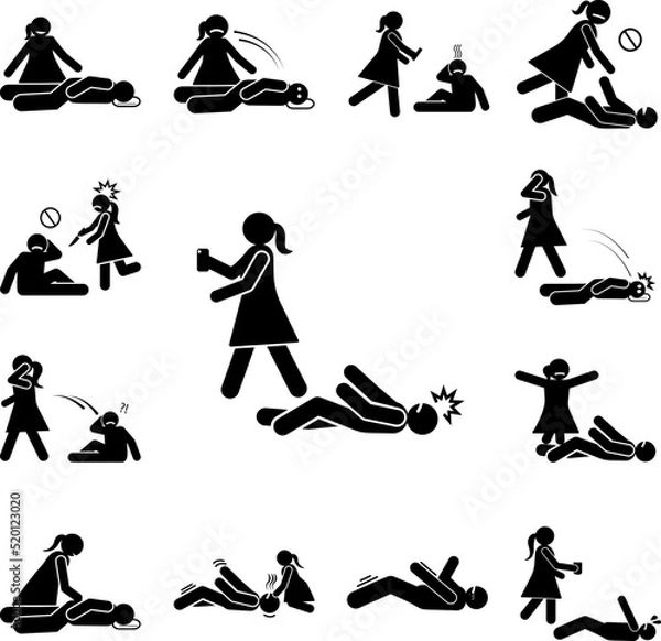 Fototapeta Man seizure shake icon in a collection with other items