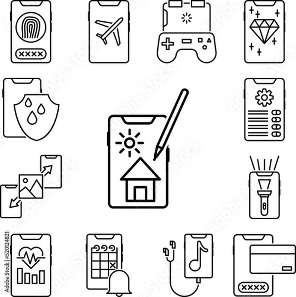 Fototapeta Smartphone drawing icon in a collection with other items