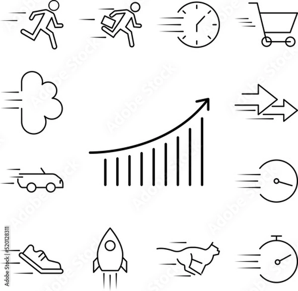 Obraz speed bar chart icon in a collection with other items