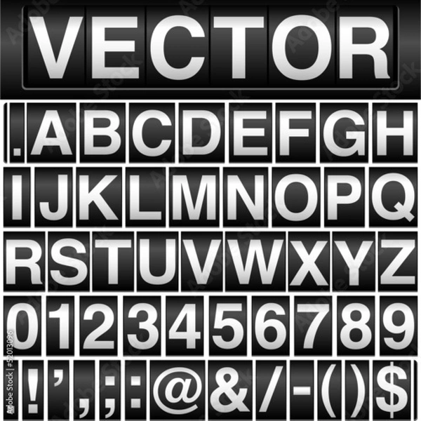 Fototapeta Odometer Alphabet and Numbers