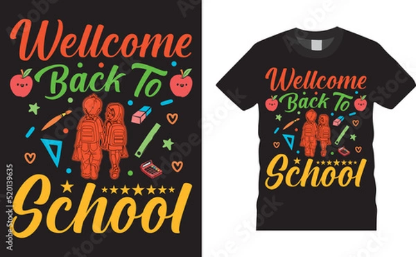 Fototapeta Back to school colorful typography Vector T shirt design. Welcome Back to School. Vector file easy to edit. Perfect for print item, Gift card, poster, banner, graphic template. Apparel, POD.