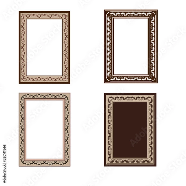 Fototapeta Brown frame with wavy line for pfoto set.