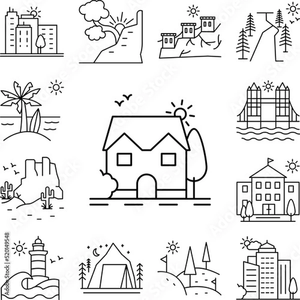 Fototapeta House line icon in a collection with other items