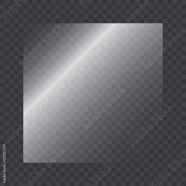 Obraz Vector transparent glass - Glossy material for vector art, glass, mirror, transparency, reflections, shaded - Metallic material overlay for web, icon, banner design